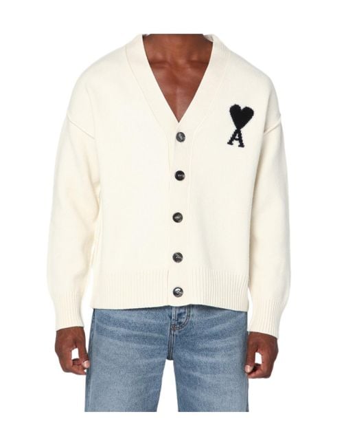 AMI White Long Sleeve Sweater for men