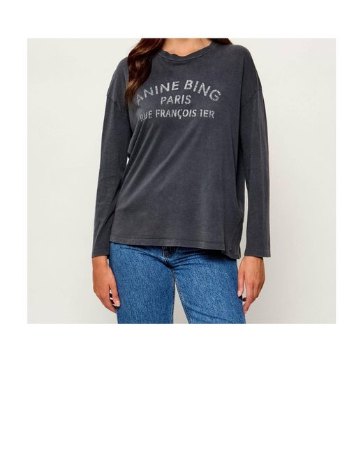 Anine Bing Blue Long-Sleeved T-Shirt