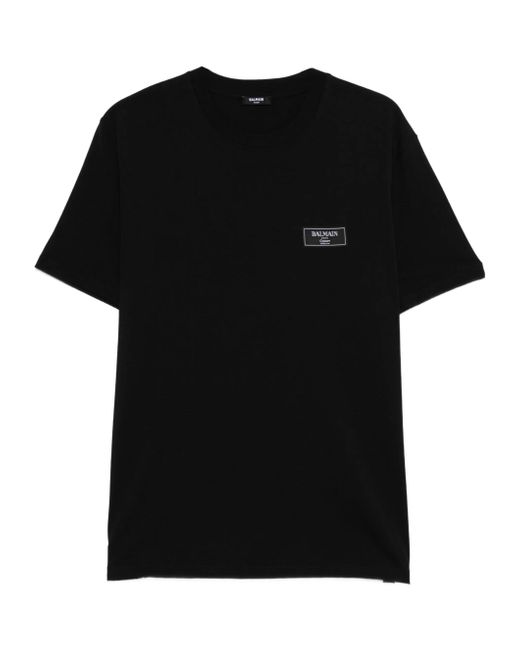 Balmain Black Logo Motif Crewneck T-Shirt for men