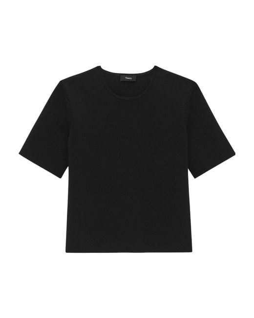 Theory Black Short-Sleeved Crewneck Jersey T-Shirt