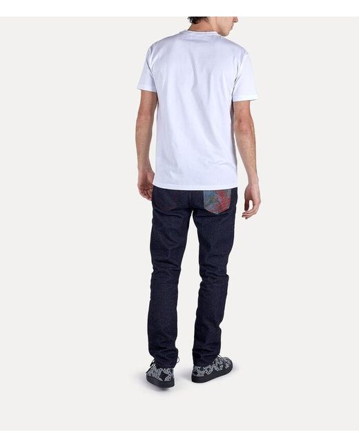 Vivienne Westwood White Orb Embroidered Crewneck T-Shirt for men