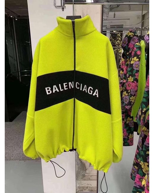 Balenciaga Yellow Logo Zipper Casual Jacket