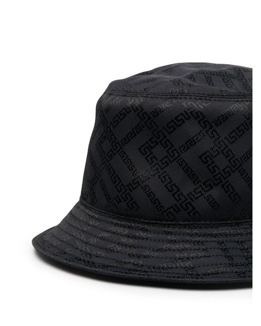 Versace Black Logo-Patch Bucket Hat for men