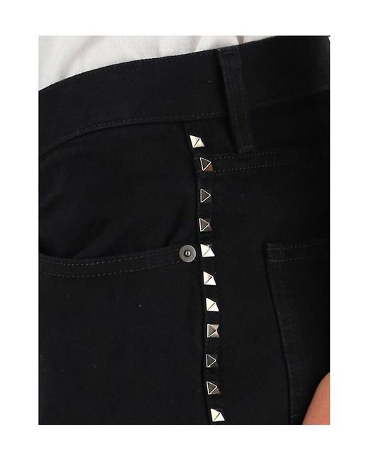 Valentino Black Wide-Leg Rockstud Jeans for men