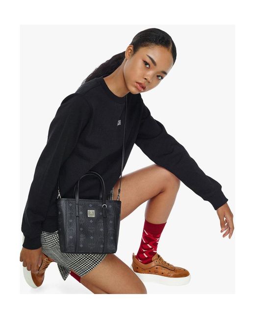 MCM Blue Small Logo-Print Tote Bag