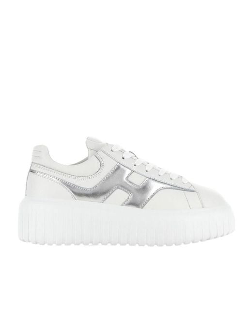 Hogan White H-Stripe Round Toe Sneakers