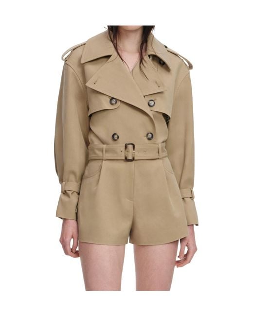 Self-Portrait Natural Belted Cropped Trench Jacket