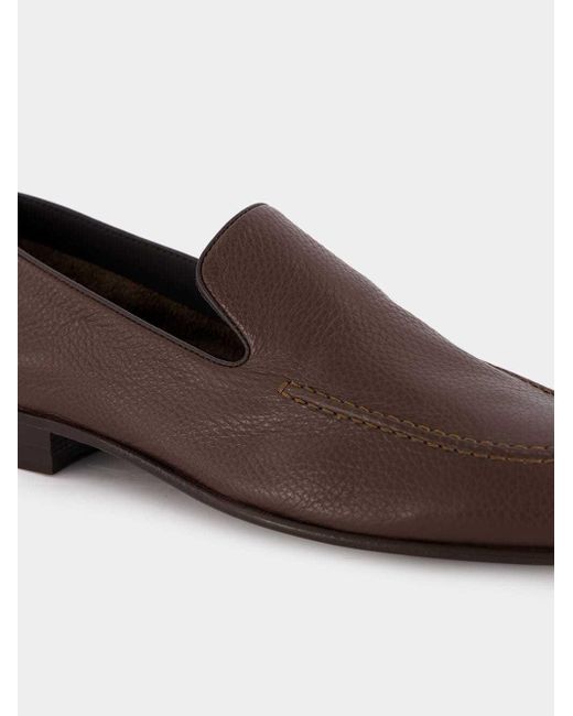 Manolo Blahnik Brown Round Head Loafer Shoes for men