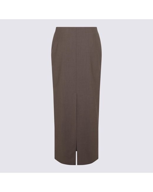 Brunello Cucinelli Brown Pencil Maxi Skirt