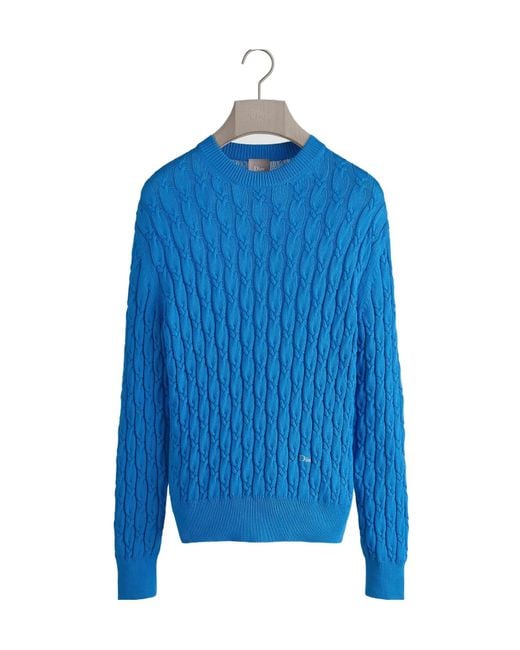 Dior Blue Cable-Knit Knitted Sweater for men