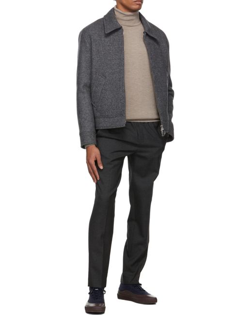 Maison Kitsuné Gray Roll-Neck Fine-Knit Jumper for men
