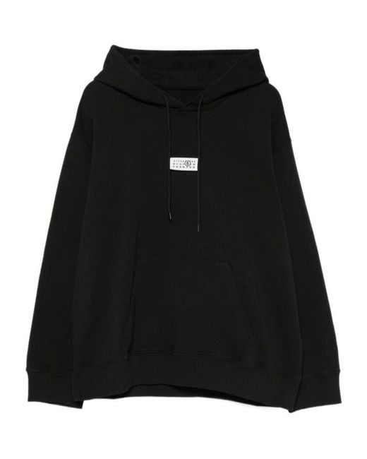 MM6 by Maison Margiela Black Logo-Patch Drawstring Hoodie for men