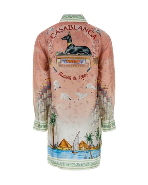 Casablanca Multicolor Printed Twill Shirt Dress