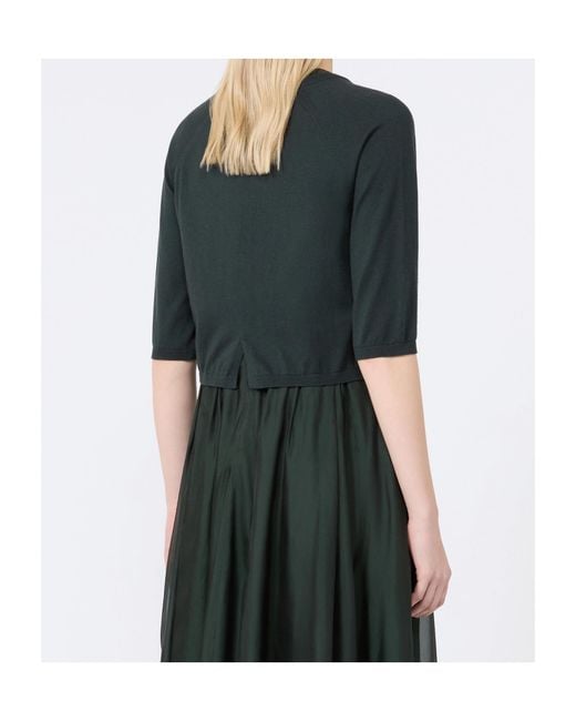 Max Mara Blue Crew Neck Short-Sleeved Knit Sweater