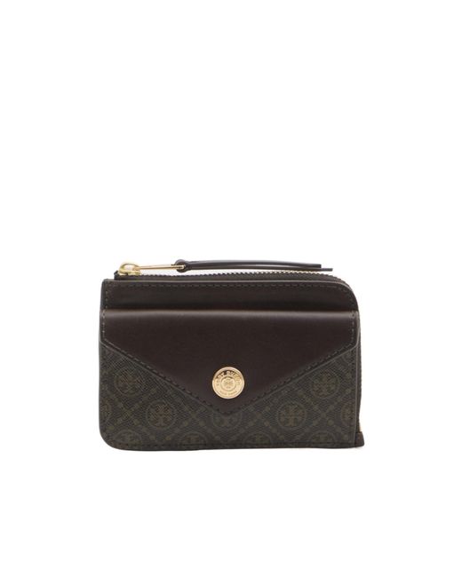 Tory Burch Black T Monogram Zipped Cardholder