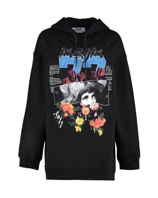 MSGM Blue Graphic-Print Hoodie