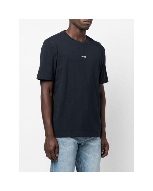 Boss Blue Boss Logo Printed Crewneck T-Shirt for men