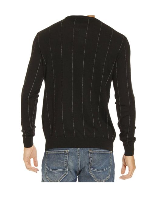 Armani Collezioni Black Striped Pullover for men