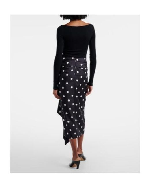Sportmax Black Polka-Dot Silk Satin Wrap Skirt