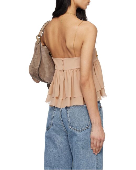 Chloé Blue Chloé Ruffled Spaghetti Strap Top