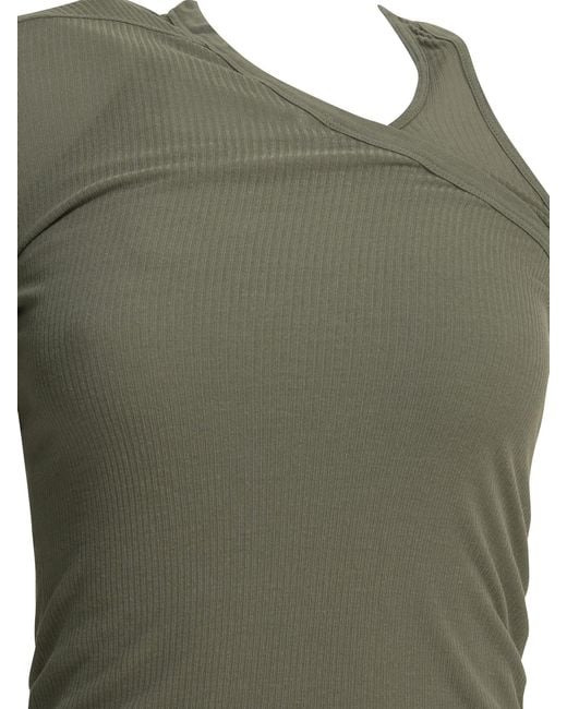 Rick Owens Green 'Banana' One-Shoulder Tank Top