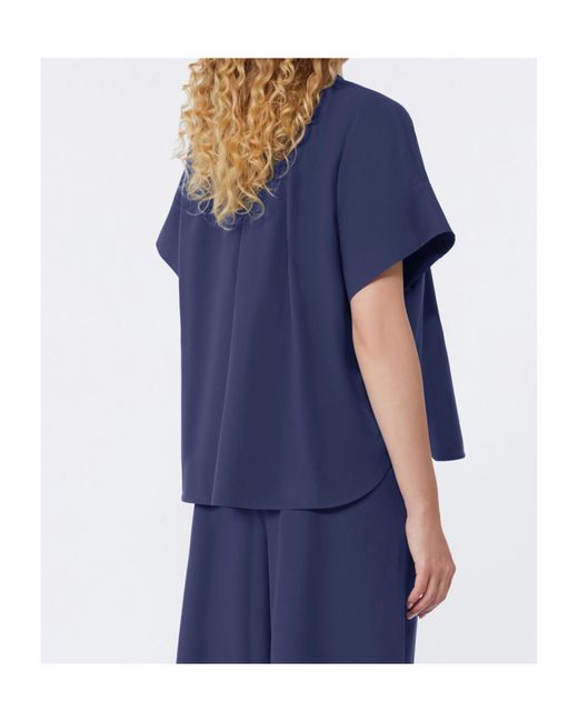 Weekend by Maxmara Blue Gathered Blouse