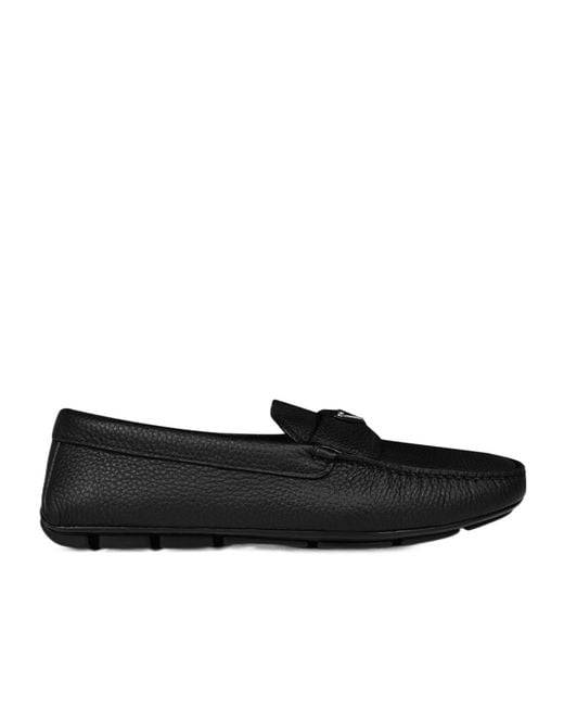 Prada Black Leather Drive Loafers for men