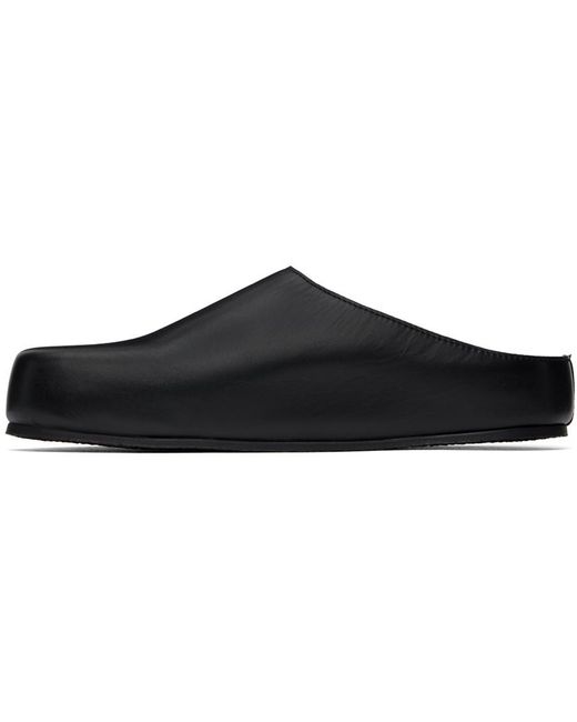 Studio Nicholson Black Round-Toe Leather Slippers for men