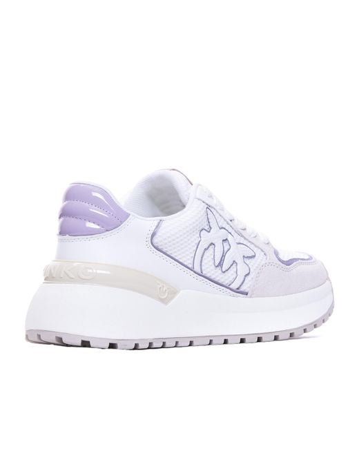 Pinko Gray Gem Lace-Up Sneakers