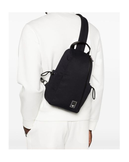 Emporio Armani Black Logo-Patch Backpack for men