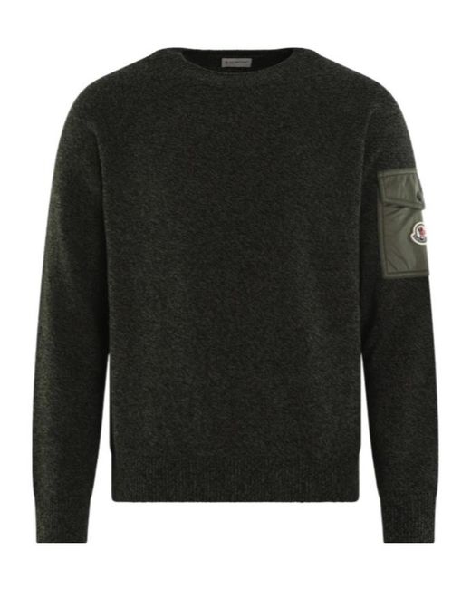 Moncler Black Logo Patch Crewneck Jumper for men