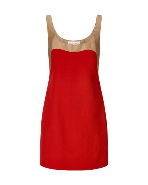 Valentino Red Colour-Block Sleeveless Minidress