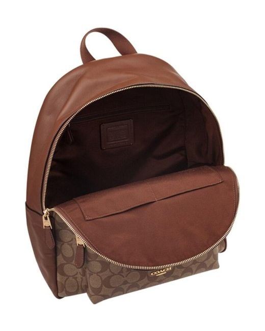 COACH Brown Logo Print Backpack