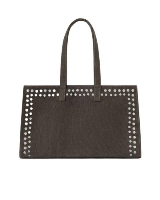 GIMAGUAS Black Midi Cotton Shopper Bag