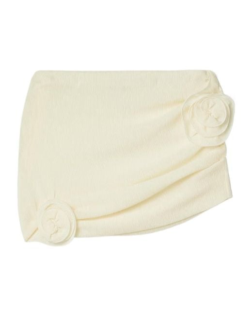 Magda Butrym Natural Floral Detailed Crepe Mini Skirt