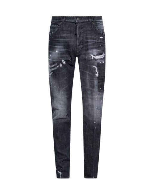 DSquared² Blue Straight-Leg Distressed Jeans for men