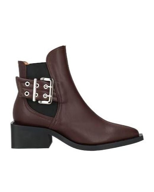 Ganni Brown Pointed-Toe Chelsea Boots