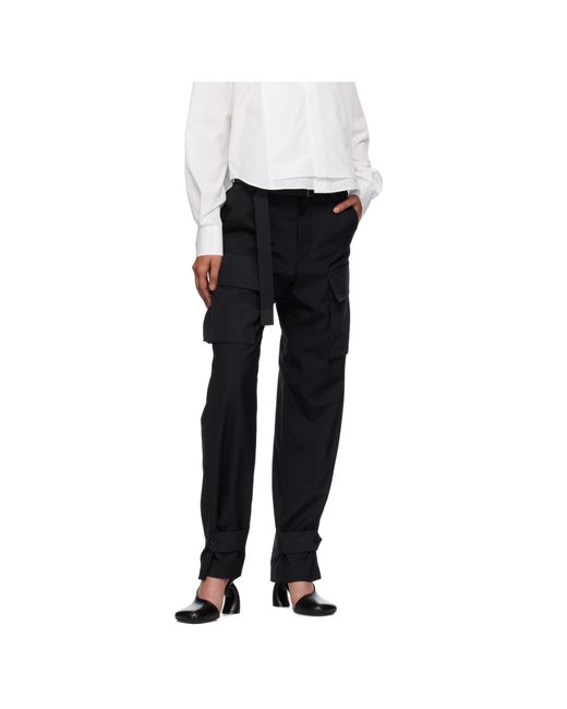 Sacai Black Side-Pockets Belted Trousers