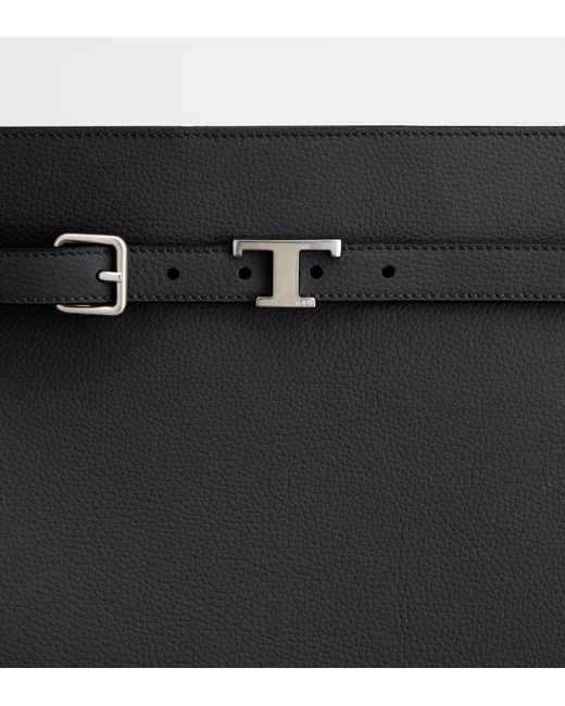 Tod's Black Leather Belted Tote Bag for men