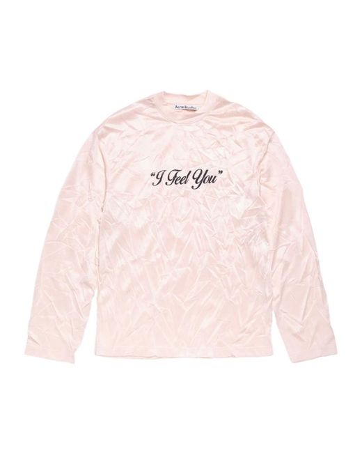 Acne Pink Crinkled Long-Sleeves T-Shirt for men