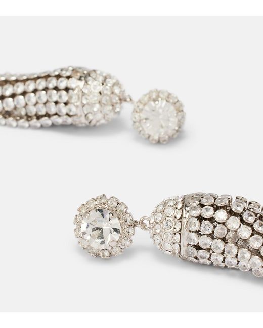 Rabanne White Crystal-Embellished Drop Earrings