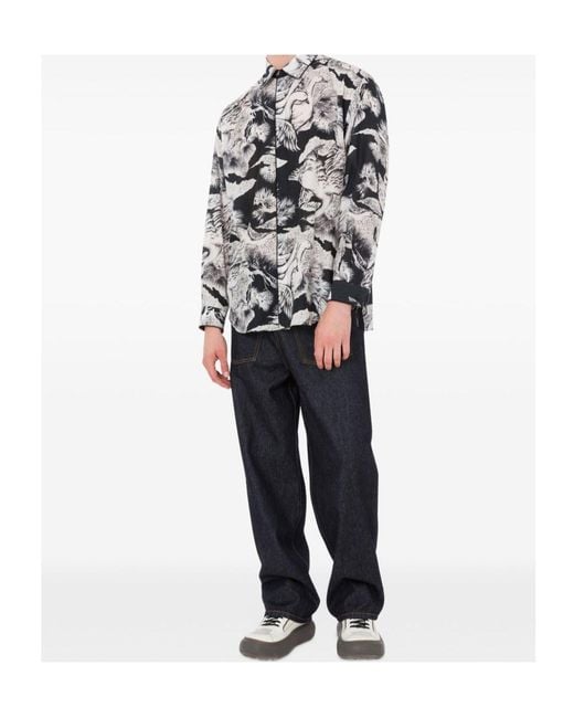 Moschino White Swan-Print Buttoned Shirt for men