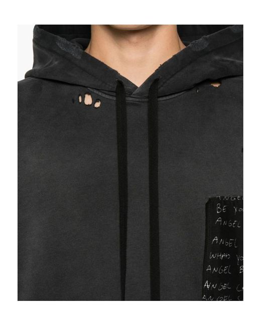 Ann Demeulemeester Black Drawstring Hoodie for men