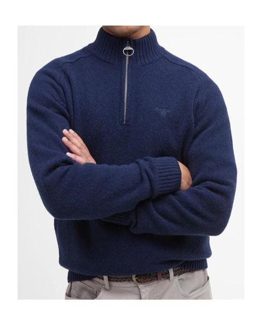 Barbour Blue Long-Sleeved Half-Zip Sweater for men