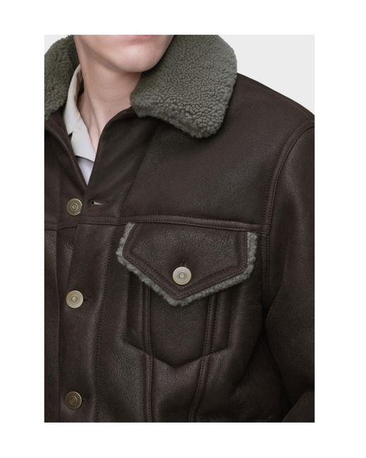 Maison Margiela Black Waxed Shearling Jacket for men