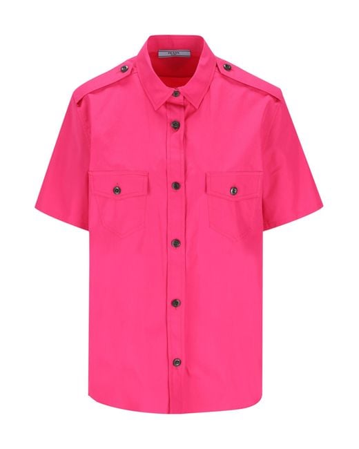 Prada Pink Short-Sleeved Buttoned Shirt