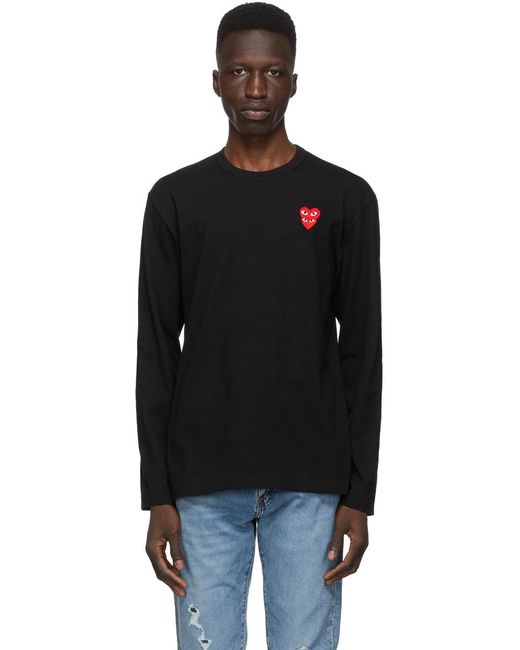 COMME DES GARÇONS PLAY Black Embroidered Logo T-Shirt for men