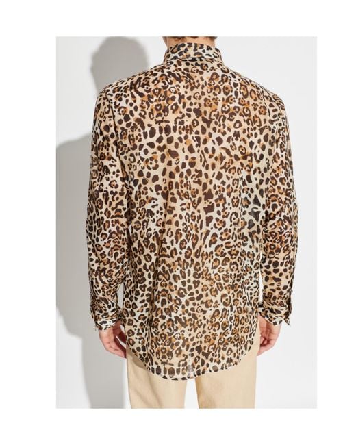 DSquared² White Tie Leopard-Print Buttoned Shirt for men