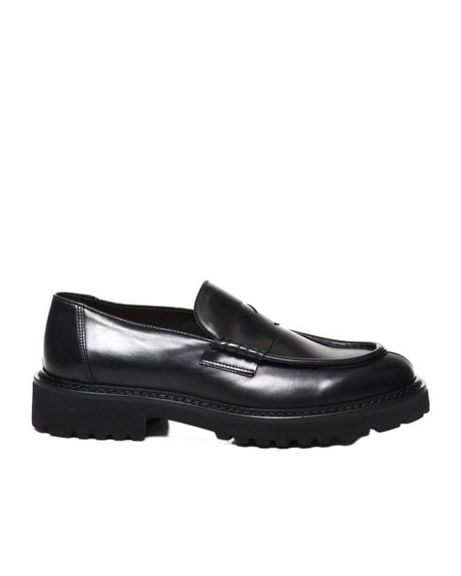 Doucal's Black Calfskin Loafers for men