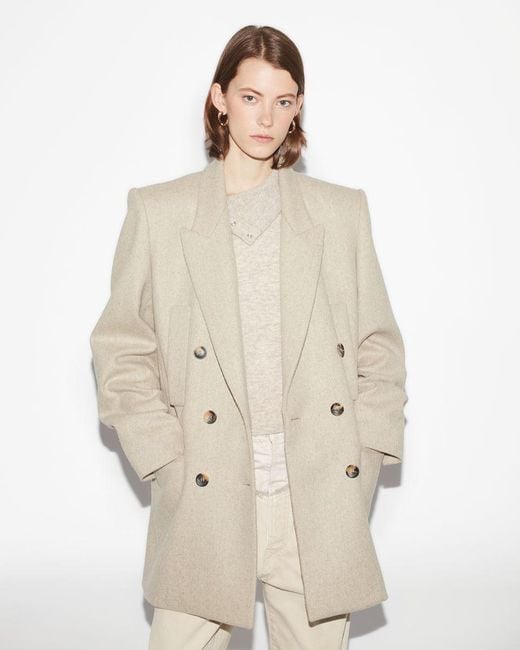 Isabel Marant Natural Double-Breasted Tailored Blazer
